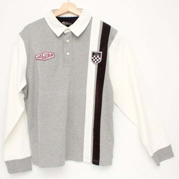 Jaguar Men's Long Sleeve Polo Shirt Flag Logo Embroidery XL - Picture 3 of 11